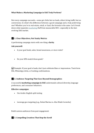 What Makes a Marketing Campaign in UAE Truly Perform