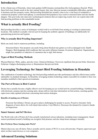 Leveraging Technology for Smart Bird Proofing Solutions in Honolulu
