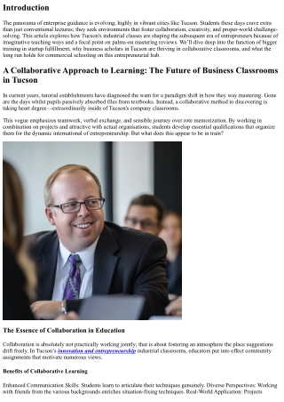 A Collaborative Approach to Learning: The Future of Business Classrooms in Tucso