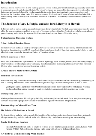 The Intersection of Art, Culture, and Avian Life in Hawaii