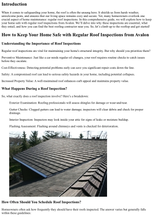 How to Keep Your Home Safe with Regular Roof Inspections from Avalon