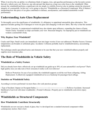 Windshields as a Structural Component: Why It Matters