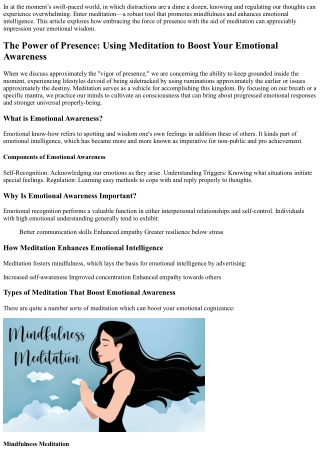The Power of Presence: Using Meditation to Boost Your Emotional Awareness