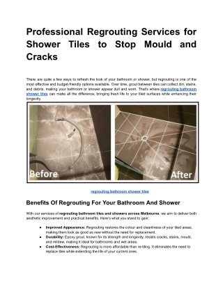 Professional Regrouting Services for Shower Tiles to Stop Mould and Cracks