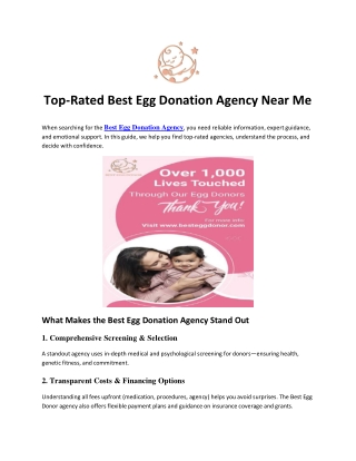 Top-Rated Best Egg Donation Agency Near Me