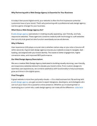 Why Partnering with a Web Design Agency is Essential for Your Business