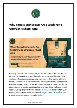 Why Fitness Enthusiasts Are Switching to Girorganic Khapli Atta