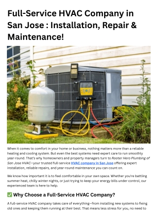 Full-Service HVAC Company in San Jose: Installation, Repair & Maintenance