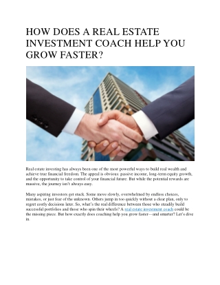 REAL ESTATE INVESTMENT COACH