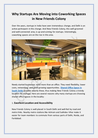 Why Startups Are Moving into Coworking Spaces in New Friends Colony