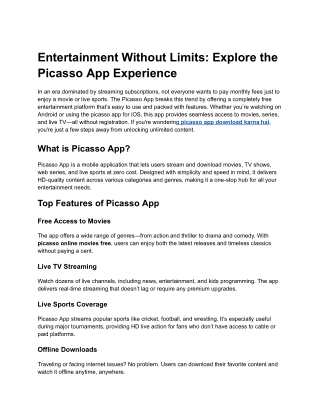 Entertainment Without Limits_ Explore the Picasso App Experience