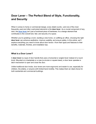 “Door Lever” in Web Content