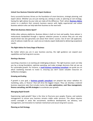 Unlock Your Business Potential with Expert Guidance