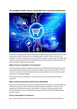 The Complete Guide-Process Automation for E-Commerce Businesses