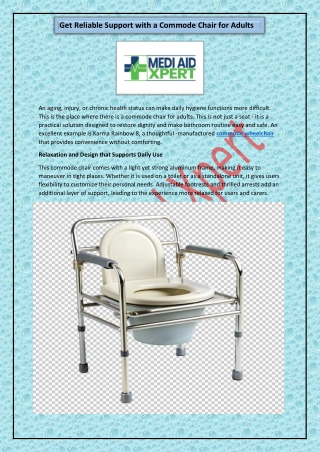 Get Reliable Support with a Commode Chair for Adults