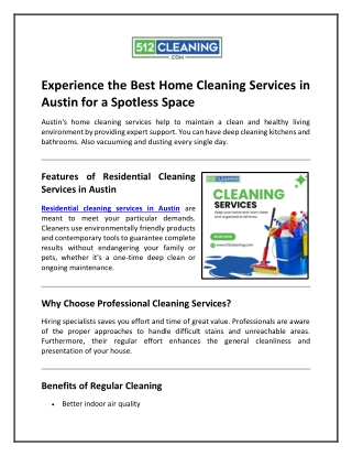 Experience the Best Home Cleaning Services in Austin for a Spotless Space