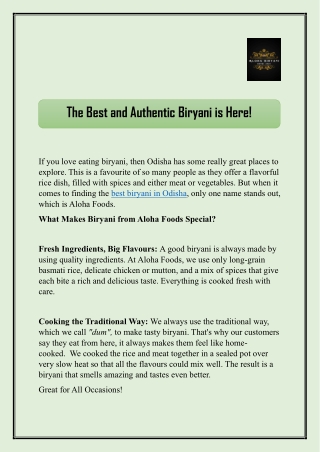 Best biryani in odisha