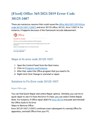 [Fixed] Office 365/2021/2019 Error Code 30125-1007