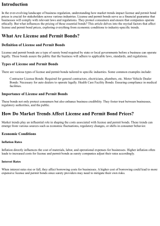 How Do Market Trends Affect License and Permit Bond Prices?