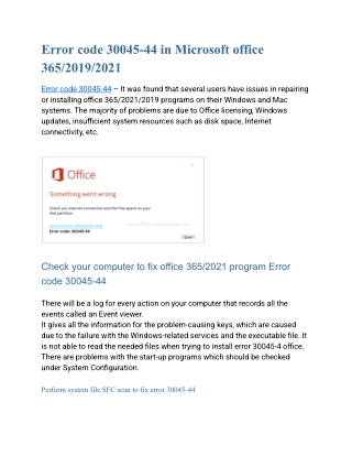 Error code 30045-44 in Microsoft office 365/2019/2021