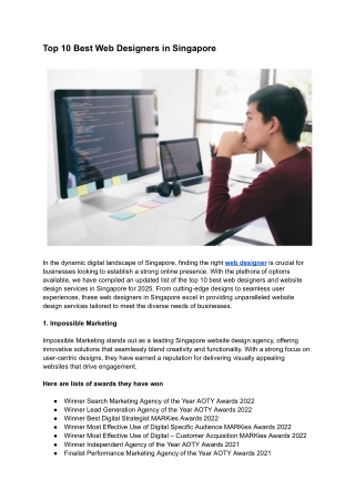 Top 10 Best Web Designers in Singapore