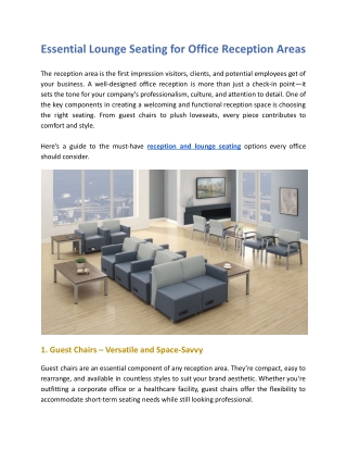 Essential Lounge Seating for Office Reception Areas