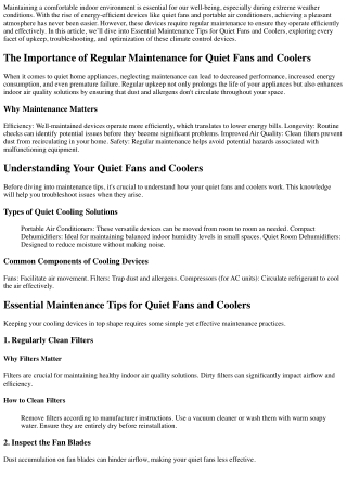 “Essential Maintenance Tips for Quiet Fans and Coolers”