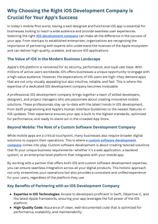 Why Choosing the Right iOS Development Company is Crucial for Your App's Success