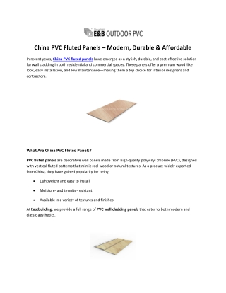 China PVC Fluted Panels – Stylish Wall Cladding by Eastbuilding