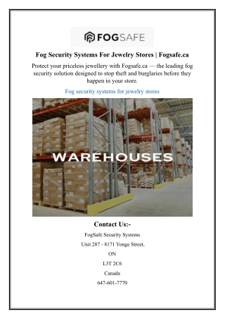 Fog Security Systems For Jewelry Stores | Fogsafe.ca