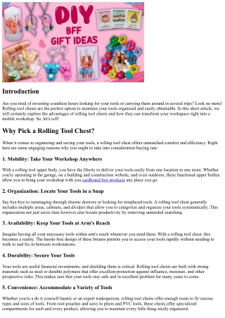 Rolling Tool Chests: Your Mobile Workshop Solution