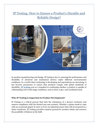 IP Testing: How to Ensure a Product’s Durable and Reliable Design?