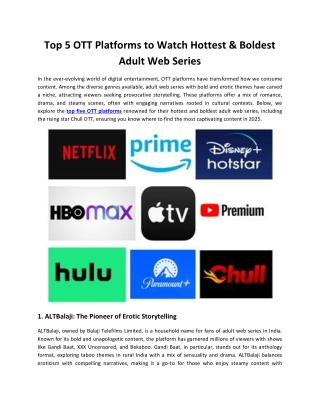 Top 5 OTT Platforms to Watch Hottest & Boldest Adult Web Series