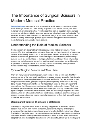The Importance of Surgical Scissors in Modern Medical Practice