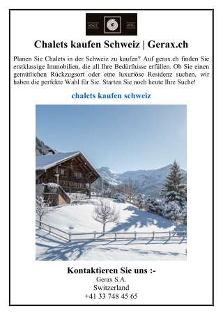 Chalets kaufen Schweiz | Gerax.ch