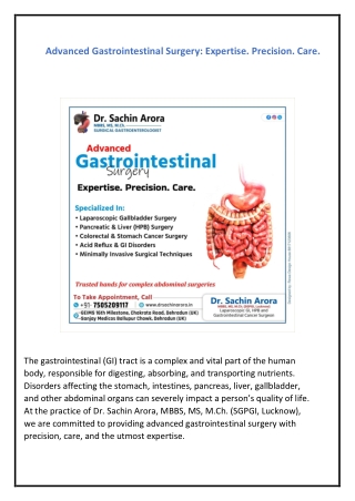 Advanced Gastrointestinal Surgery in Dehradun - Dr.Sachin Arora