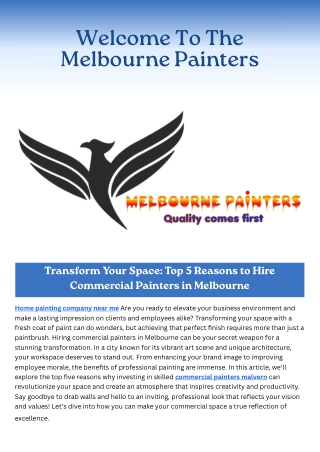 Top-Rated Painting Services in Melbourne – Get a Free Quote