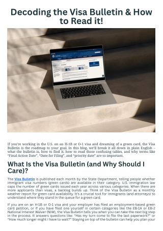 Decoding the Visa Bulletin & How to Read it!