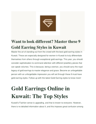 Want to look different? Master these 9 Gold Earring Styles in Kuwait