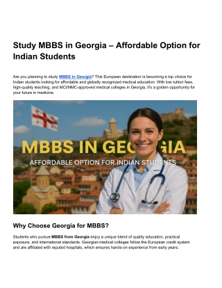 Study MBBS in Georgia – Affordable Option for Indian Students