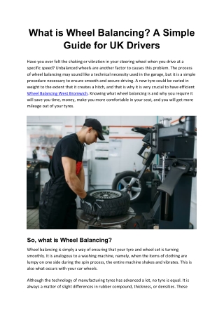 What is Wheel Balancing? A Simple Guide for UK Drivers
