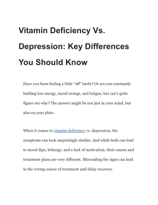 Vitamin Deficiency Vs