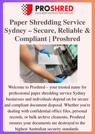 Secure & Reliable Paper Shredding Service Sydney  Proshred