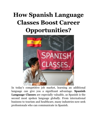 How Spanish Language Classes Can Elevate Your Career?