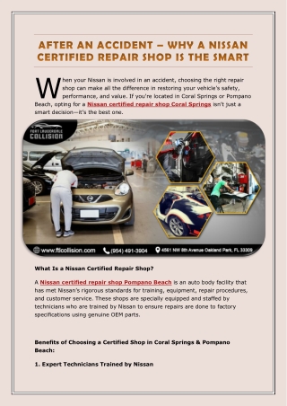 After an Accident – Why a Nissan Certified Repair Shop Is the Smart Choice