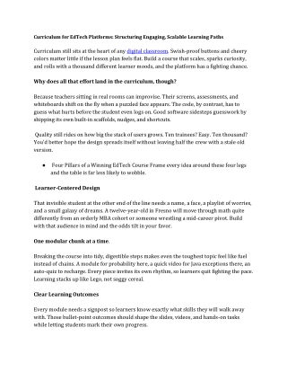 Curriculum for EdTech Platforms Structuring Engaging, Scalable Learning Paths