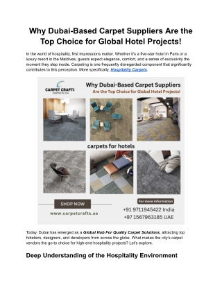 Why Dubai-Based Carpet Suppliers Are the Top Choice for Global Hotel Projects!