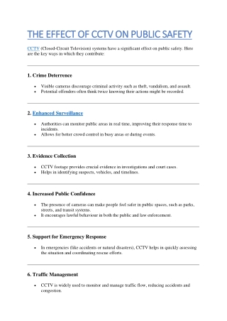 The Effect Of CCTV On Public Safety