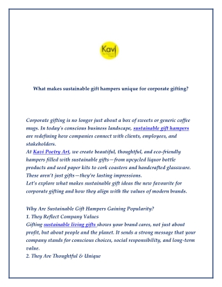 What makes sustainable gift hampers unique for corporate gifting?