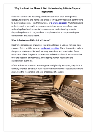 Why You Can't Just Throw It Out Understanding E-Waste Disposal Regulations